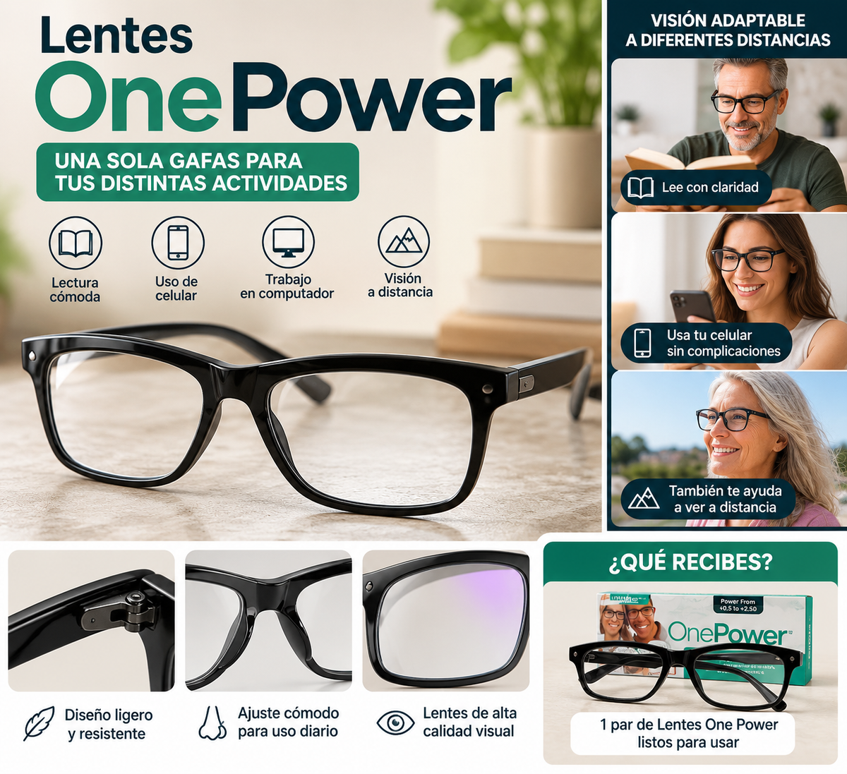 Lentes One Power – Gafas para Lectura y Uso Diario